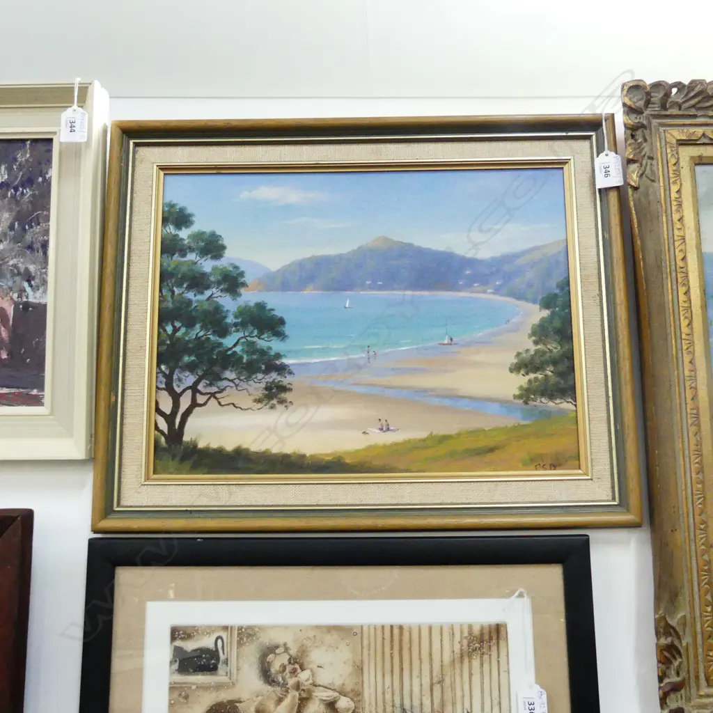 F. S. DROMGOOLE 'COOPERS BEACH NTH AUCKLAND' OIL ON BOARD 290x390mm Image 1++