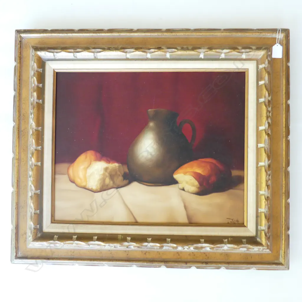 SIGNED STILL LIFE, OIL ON CANVAS 395x495mm Image 1++