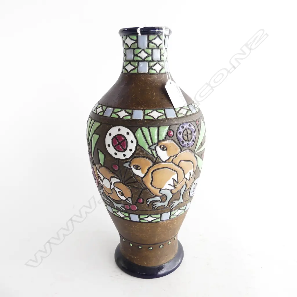 TALL AMPHORA VASE CHICKEN DESIGN H340MM Image 1++
