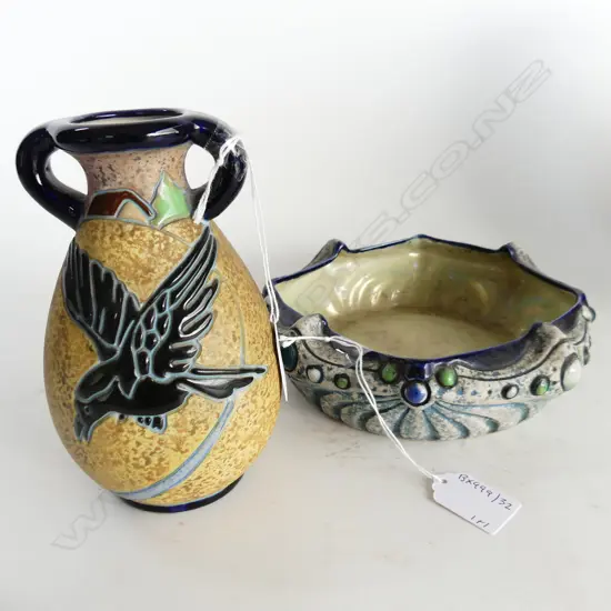 AMPHORA BLACK CROW VASE H170MM & AMPHORA BOWL DIA 180MM