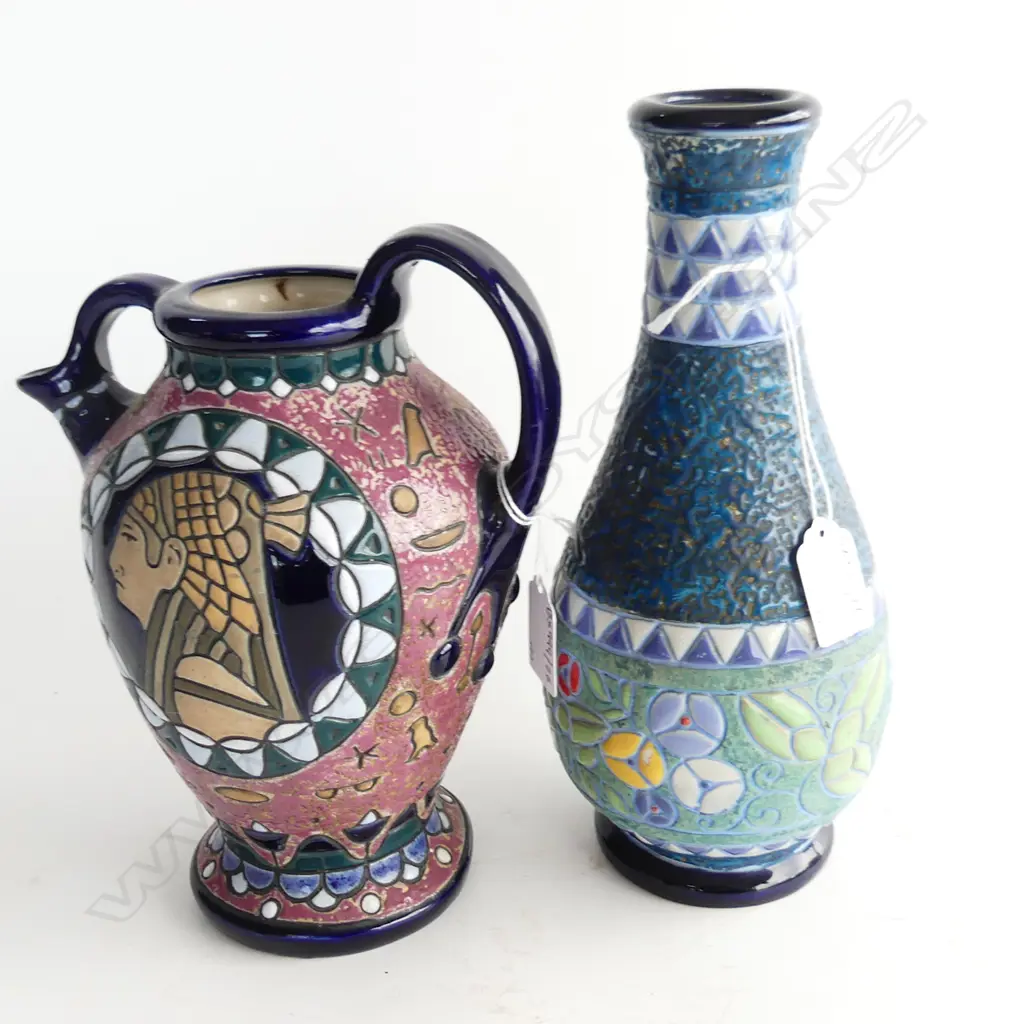 AMPHORA JUG EGYPION DESIGN H230MM & FLORAL VASE250MM Image 1++