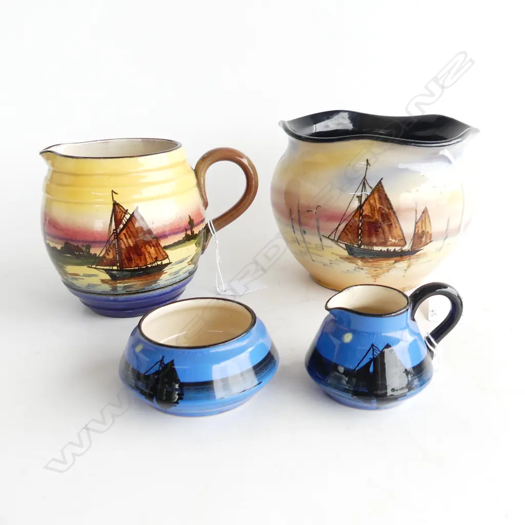 4PCS TORQUAY CHINA  BOAT PATS SMALL JARDINEER H120MM JUG H110MM & SMALL MATCHING JUG & BOWL DIA85MM Image 1++