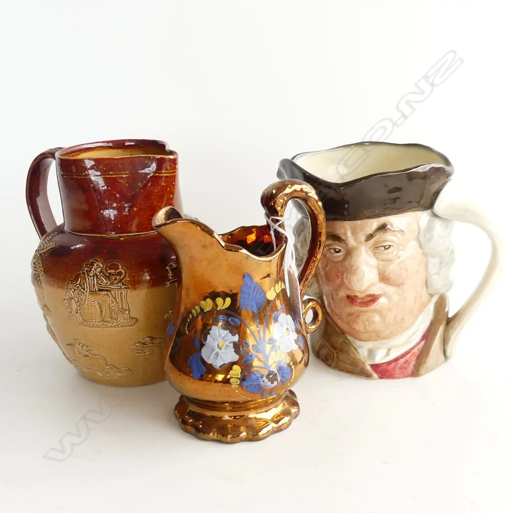 3 JUGS; ROYAL DOULTON TOBY 'SAM JOHNSON' H.160mm, HUNTING & LUSTRE Image 1++