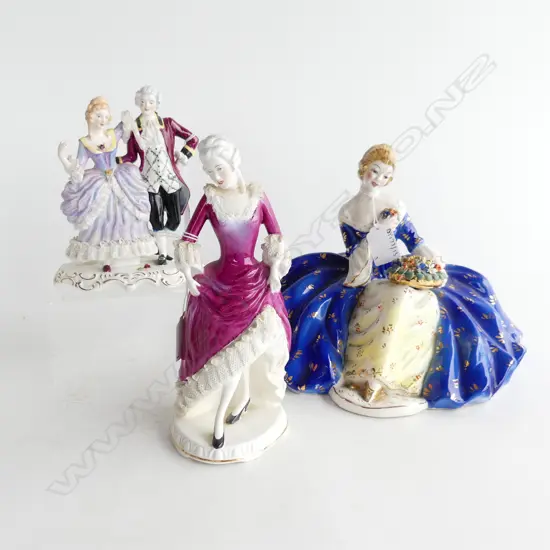 2 ADDERLEY CHINA FIGURES  H220&180MM &LARGE FIGURINE GIRL WITH FLOWERS H220MM