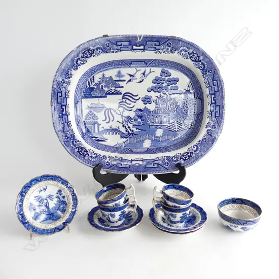 4 BOOTHS REAL OLD WILLOW C/S + SUGAR BOWL + LG ASHET 365x460mm