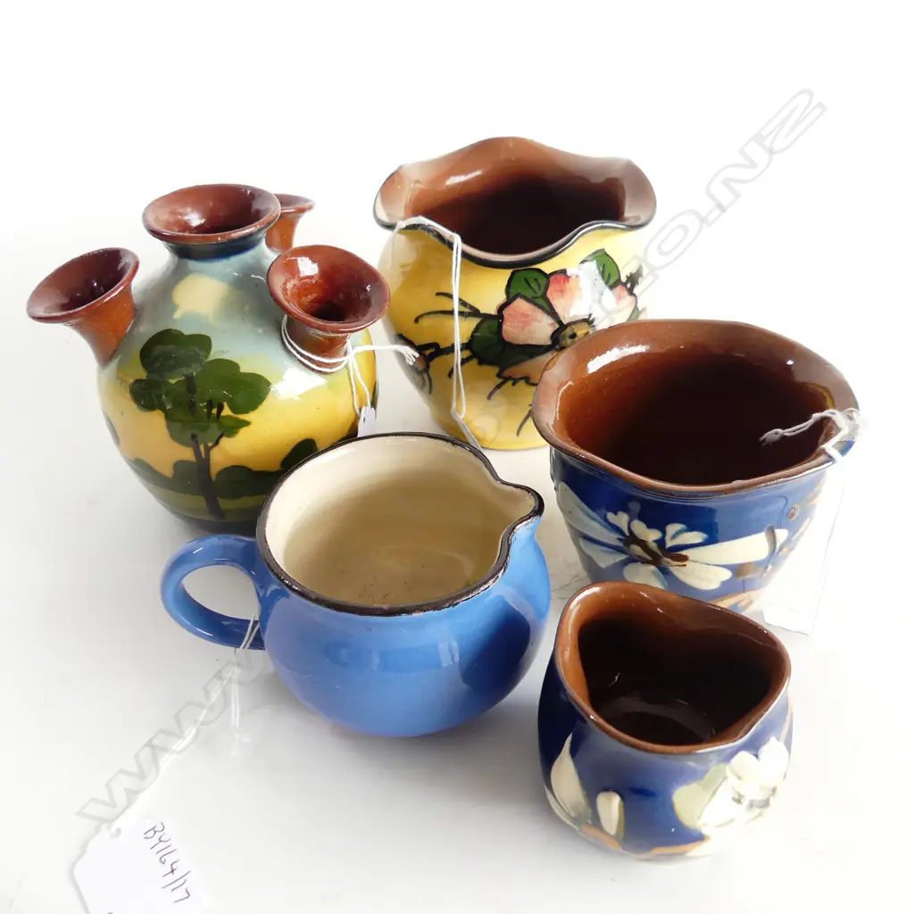 6 PCS TORQUAY CHINA  DIFFERENT PATS ACCORN DISH  DIA130MM TULIP VASE H110MM 3 SMALL FLORAL VASES TALLEST 100MM & JUG 60M Image 1++