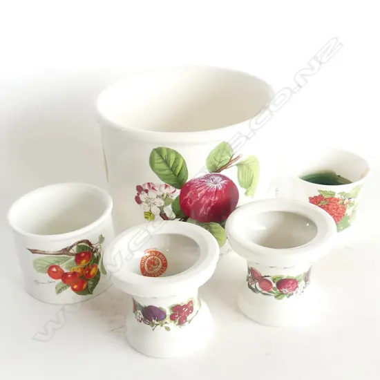 PORTMEIRION 'POMONA' POT H.130 / 160mm dia + 4 CANDLE HOLDERS