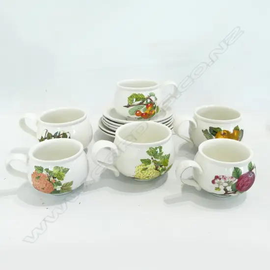 6 PORTMEIRION 'POMONA' CUPS & SAUCERS