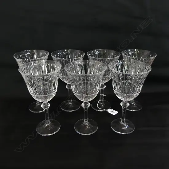 7 SHANNON CUT CRYSTAL LG STEMMED WINE GLASSES, H. 200mm, DIA. 110mm