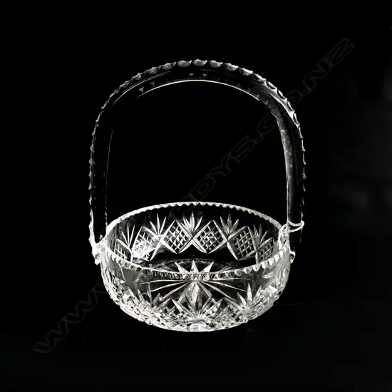 TALL VINTAGE CUT CRYSTAL BASKET H. 250mm 