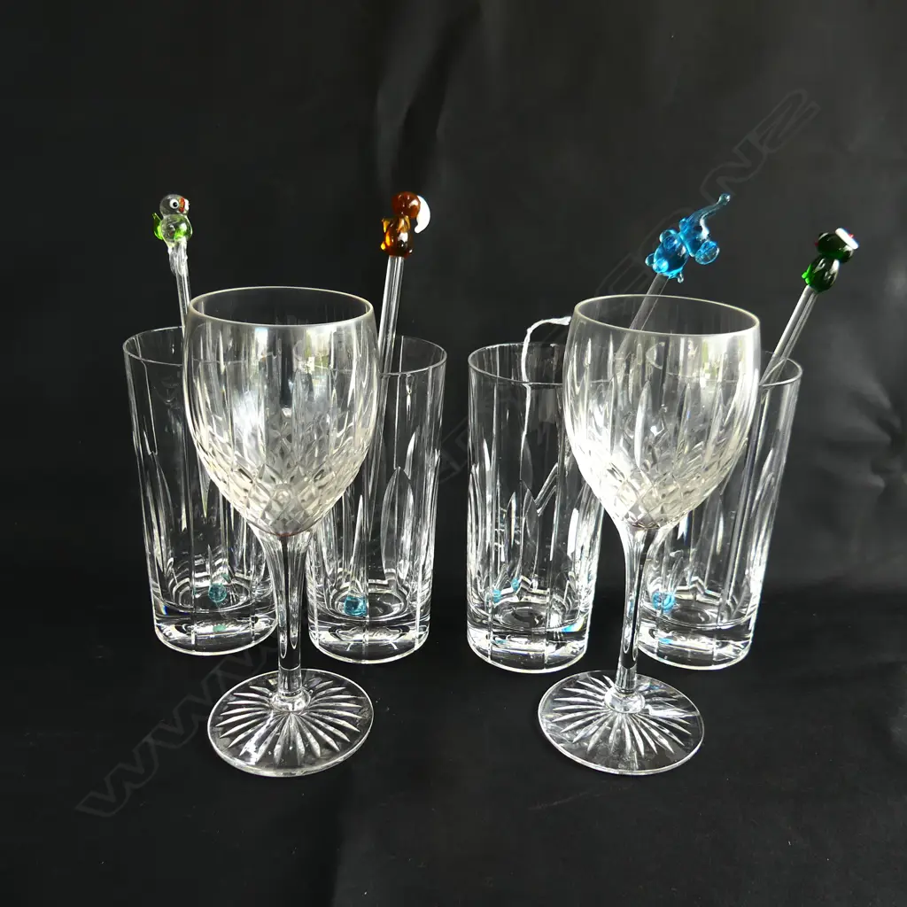 4 ROYAL DOULTON HIGHBALL TUMBLERS H.150mm, 4 ANIMAL STIRRERS, PR WINE GLASSES Image 1++