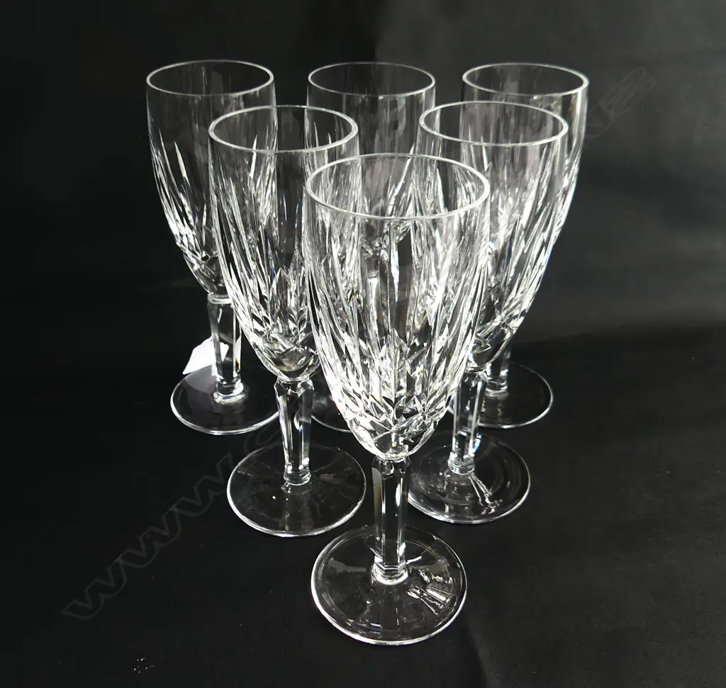6 HEAVY CUT CRYSTAL CHAMPAGNE FLUTES H. 185mm Image 1++