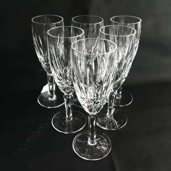6 HEAVY CUT CRYSTAL CHAMPAGNE FLUTES H. 185mm