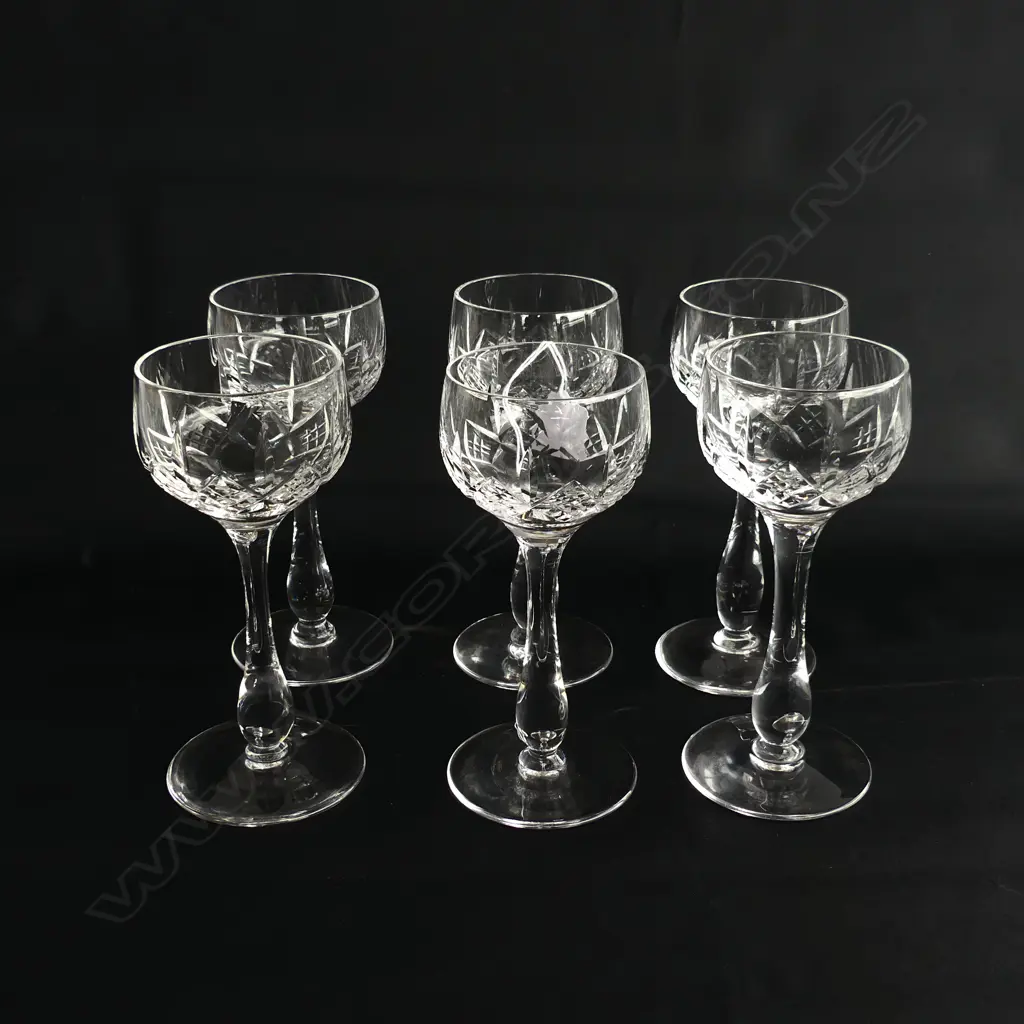 SET OF 6 STUART CUT CRYSTAL WINE GLASSES GLENGARRY PATTERN H. 180mm Image 1++