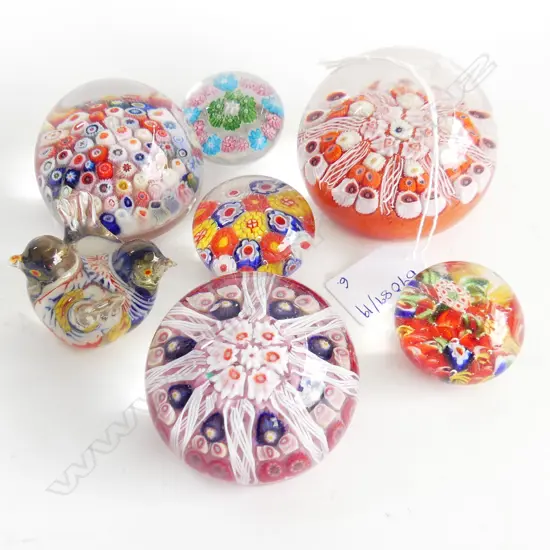 7 MILLEFIORI GLASS PAPERWEIGHTS 80mm dia