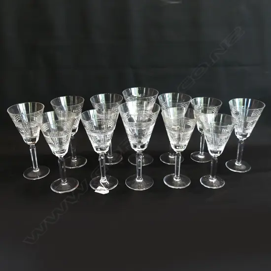 12 RALPH LAUREN WINE GLASSES (3 SIZES, 3 w. RIM CHIPS)...