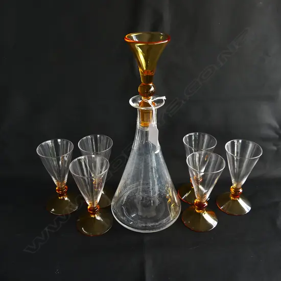 DECANTER & 6 GLASSES H.315mm