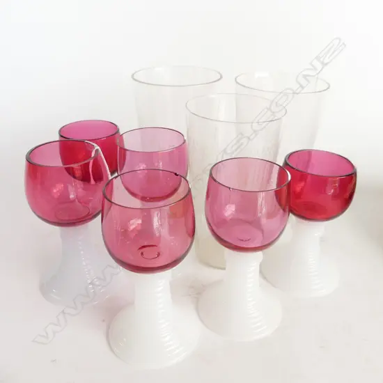 6 RED WINE GLASSES (CHIPS) + 3 LG WATER GLASSES H.160mm