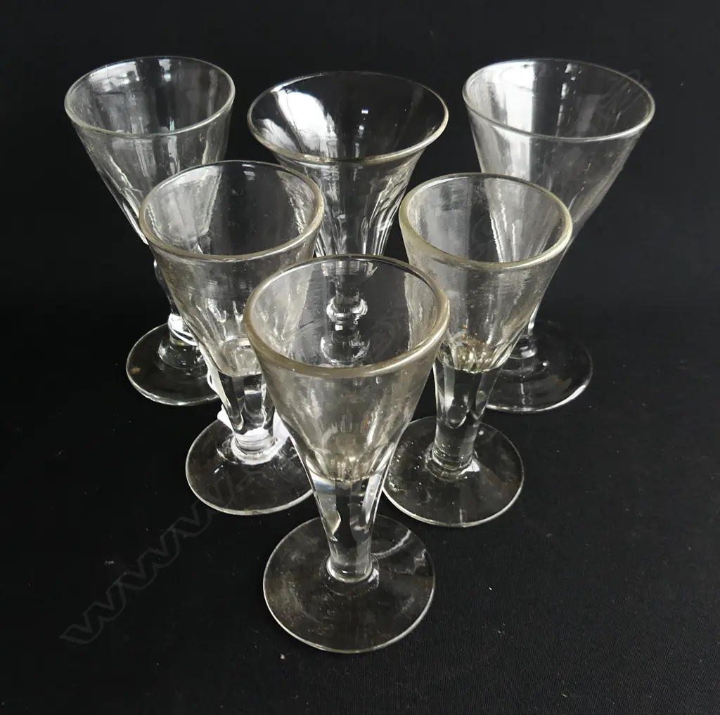 6 ASST. ANTIQUE CORDIAL GLASSES H.125mm Image 1++