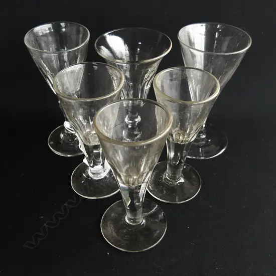 6 ASST. ANTIQUE CORDIAL GLASSES H.125mm
