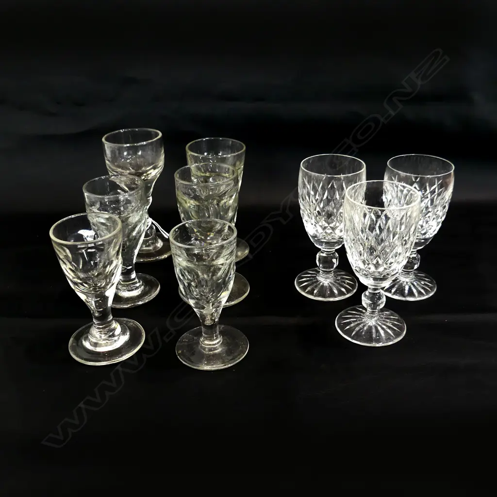 6 ANTIQUE CORDIAL GLASSES H.110mm + 3 WATERFORD Image 1++