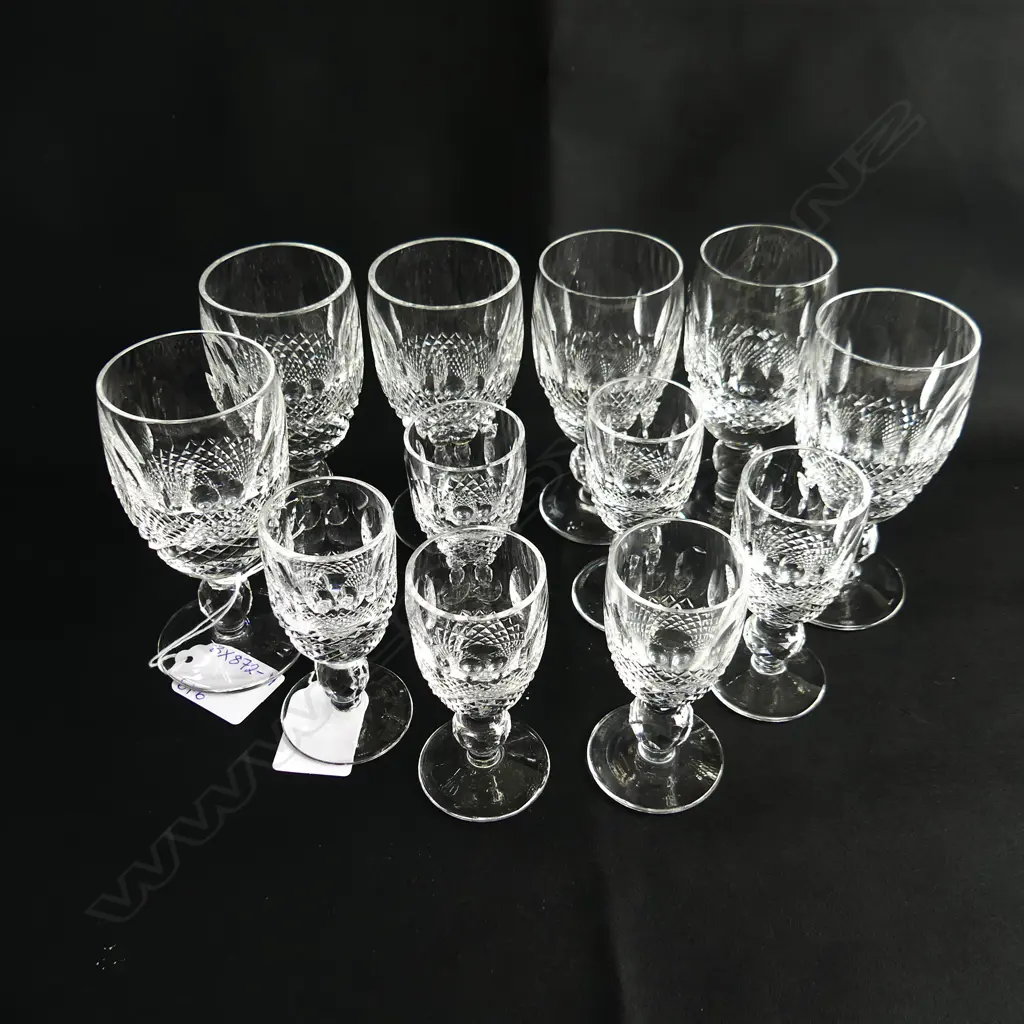 WATERFORD CRYSTAL GLASSES; 6 SHERRY & 6 LIQUEUR (H. 108mm & 85mm)  Image 1++