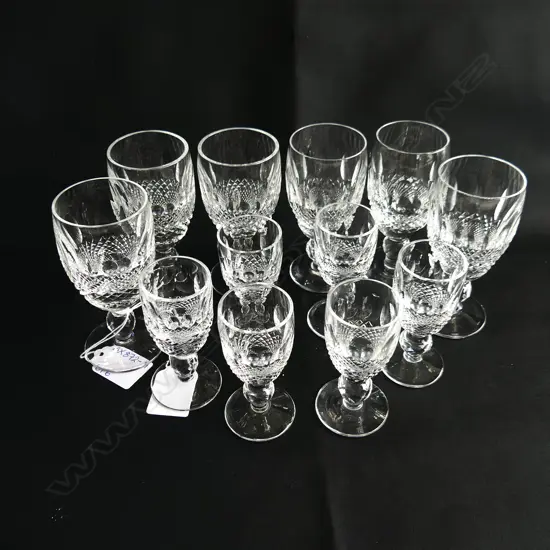 WATERFORD CRYSTAL GLASSES; 6 SHERRY & 6 LIQUEUR (H. 108mm & 85mm) 