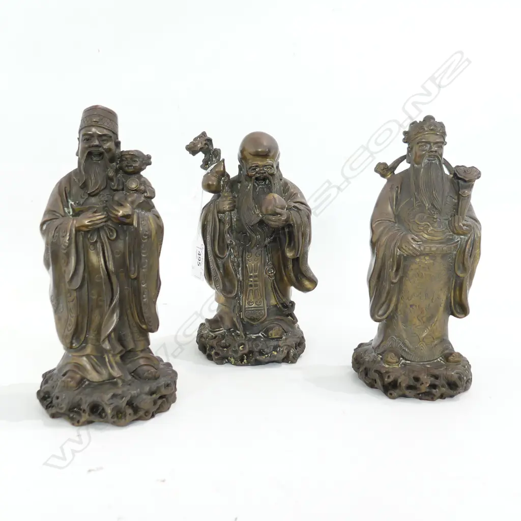 3 CHINESE BRASS WISEMEN FIGURES H.180mm Image 1++