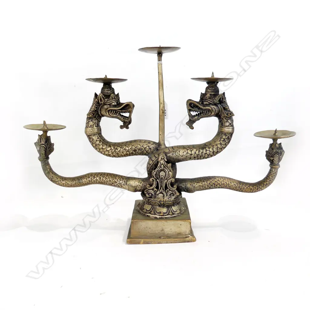 BRASS DRAGON CANDLESTICK W.510mm Image 1++