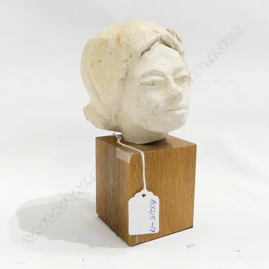  FEMALE BUST ON WOOD BASE, H.W BASE 180mm