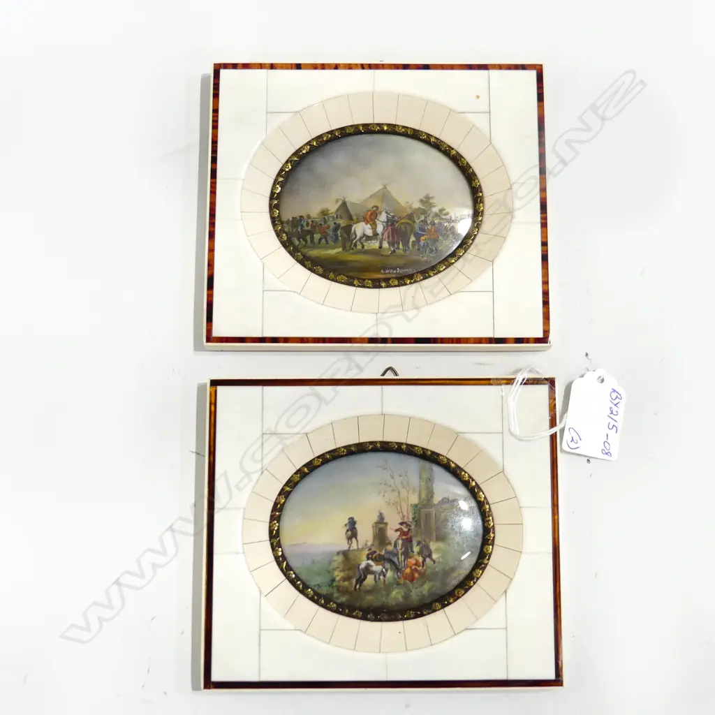 PR SIGNED IVORY FRAMED MINATURES, LANDSCAPE SUBJECTS.overall size 120 x140mm  Image 1++