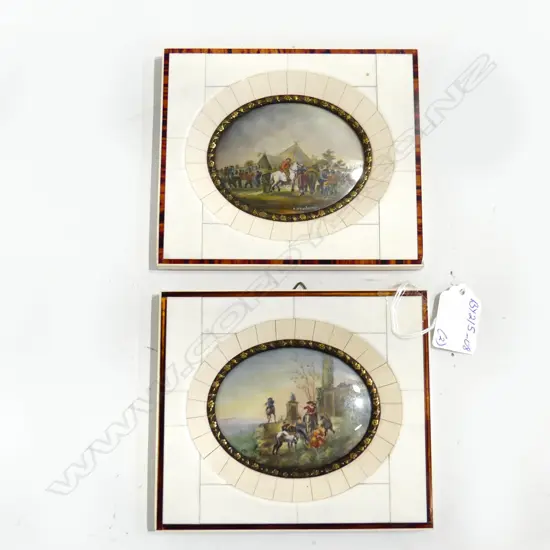 PR SIGNED IVORY FRAMED MINATURES, LANDSCAPE SUBJECTS.overall size 120 x140mm 