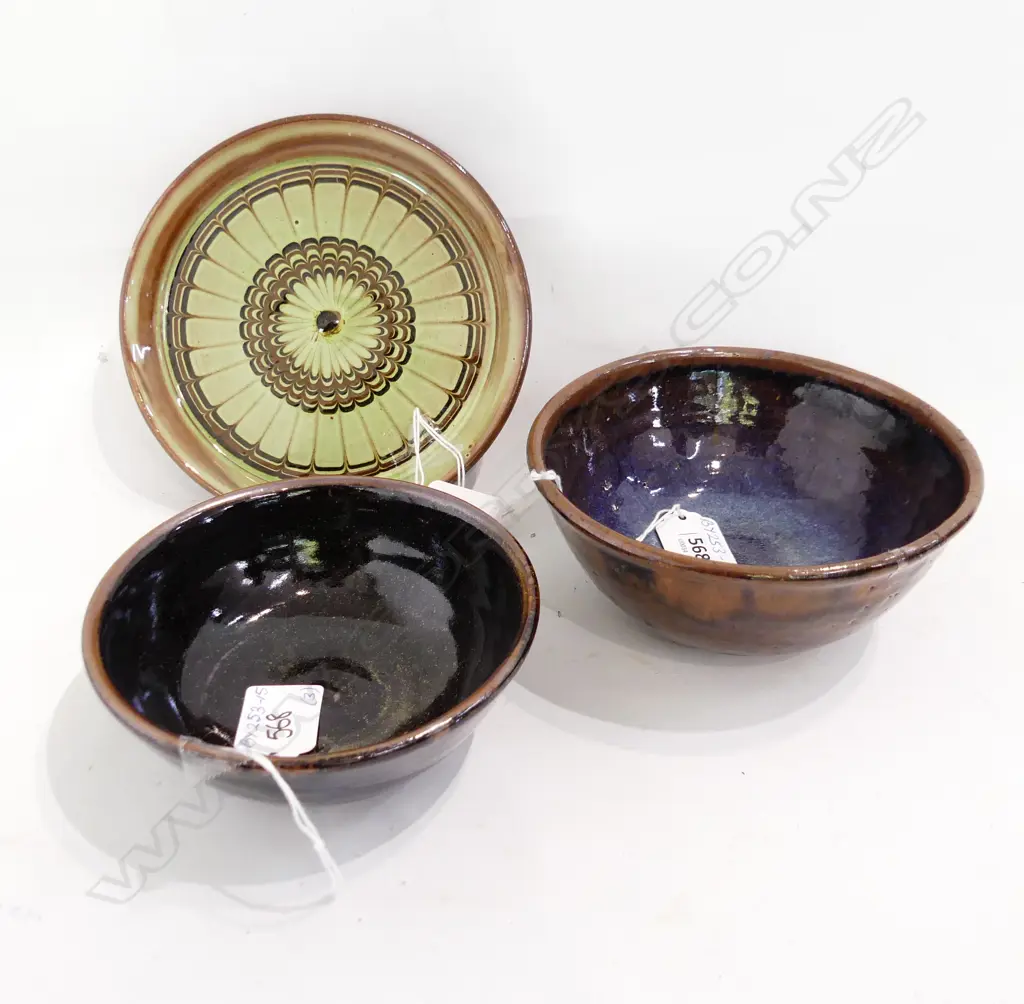 3 PCS POTTERY INCLUDES A GEORGE SEMPIGALA TENMOKU BOWL Image 1++