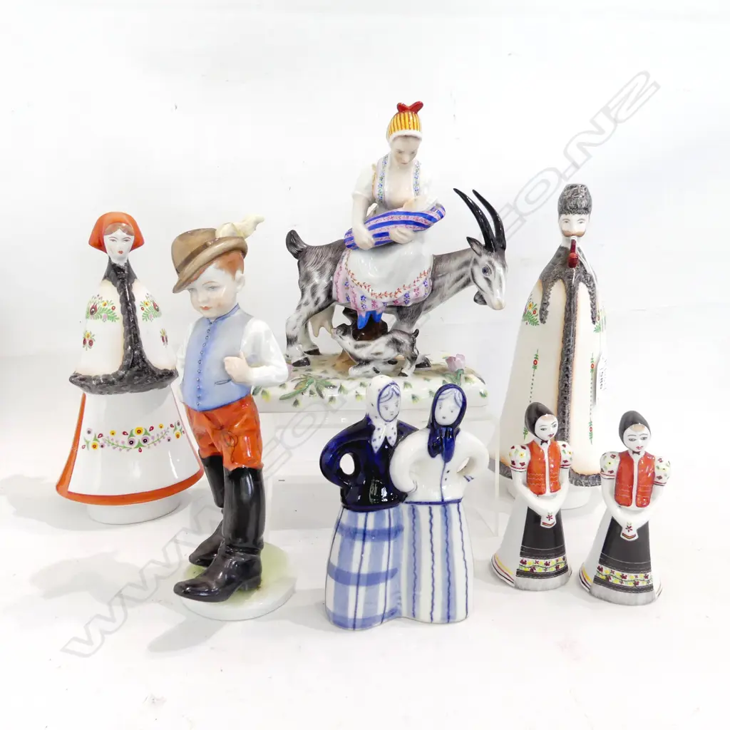 6 ASST. EUROPEAN CERAMIC FIGURINES H.230mm repairs Image 1++