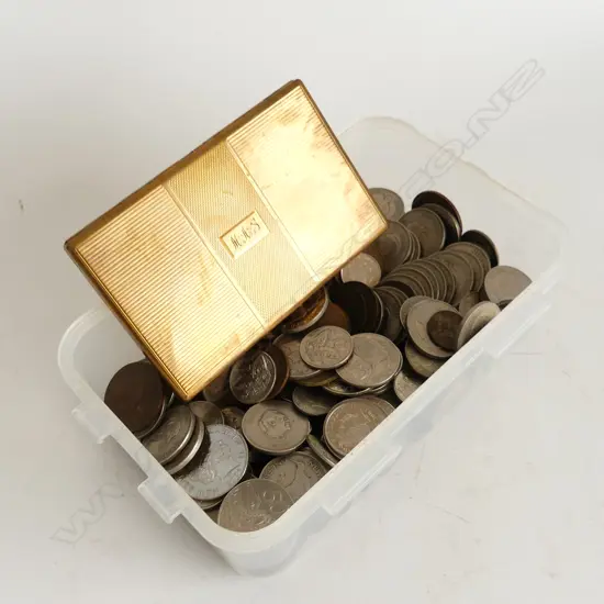 BOX ASST. WORLD COINS, GP CARD CASE ETC