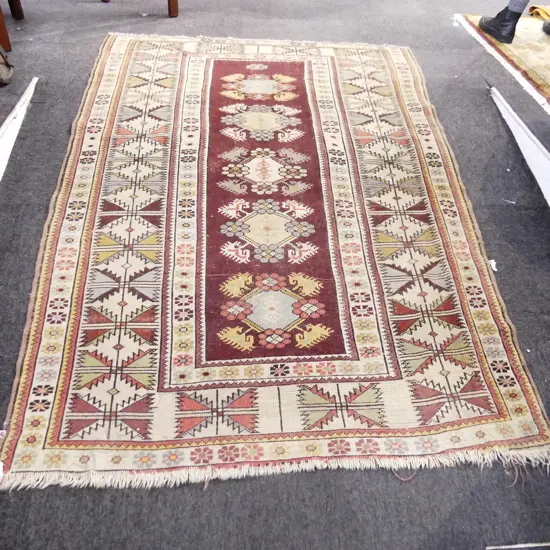 VINTAGE HAND KNOTTED ALL WOOL PERSIAN RUG 1900x1125mm