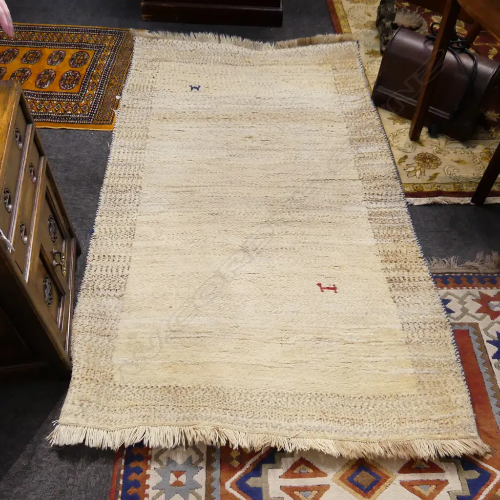 LG HAND KNOTTED PALE ALL WOOL GABBEH RUG  1800x1080mm Image 1++