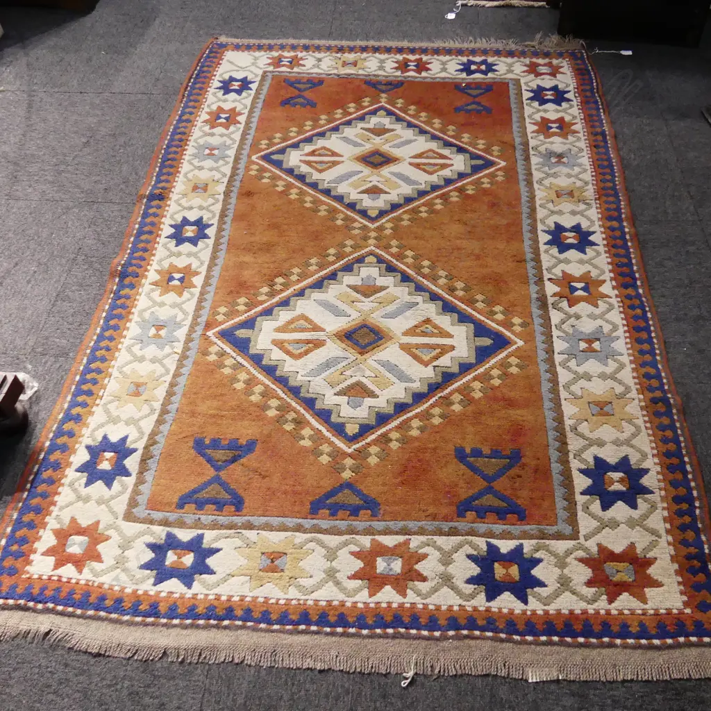 VINTAGE HAND KNOTTED PERSIAN RUG BROWN & IVORY TONES L1M900MM W1M125MM Image 1++