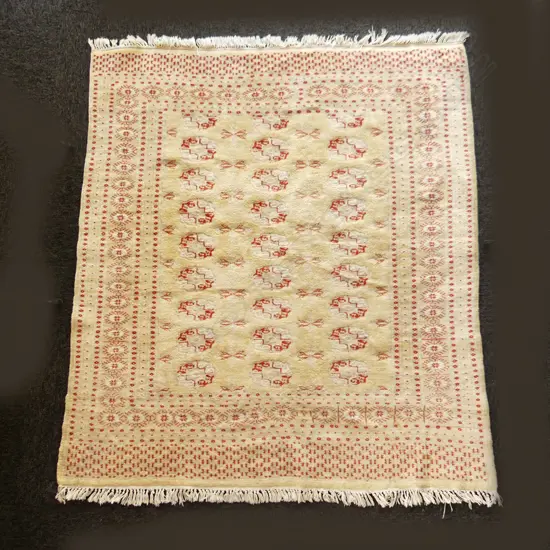 PAKISTAN BALUCHI HAND KNOTTED RUG golden & red tones 1330 x 1190mm