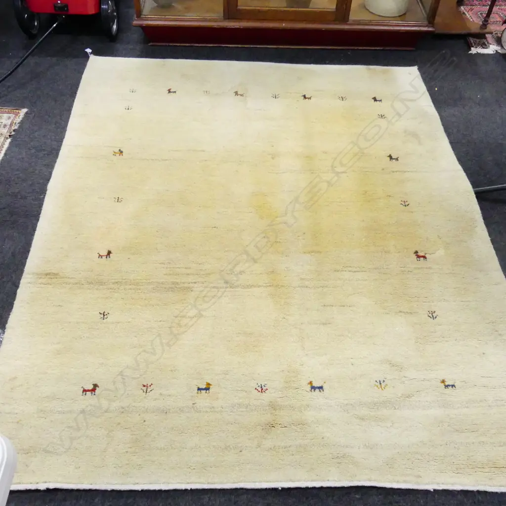 LG HAND KNOTTED ALL WOOL GABBEH RUG 2100x1730mm some marks Image 1++