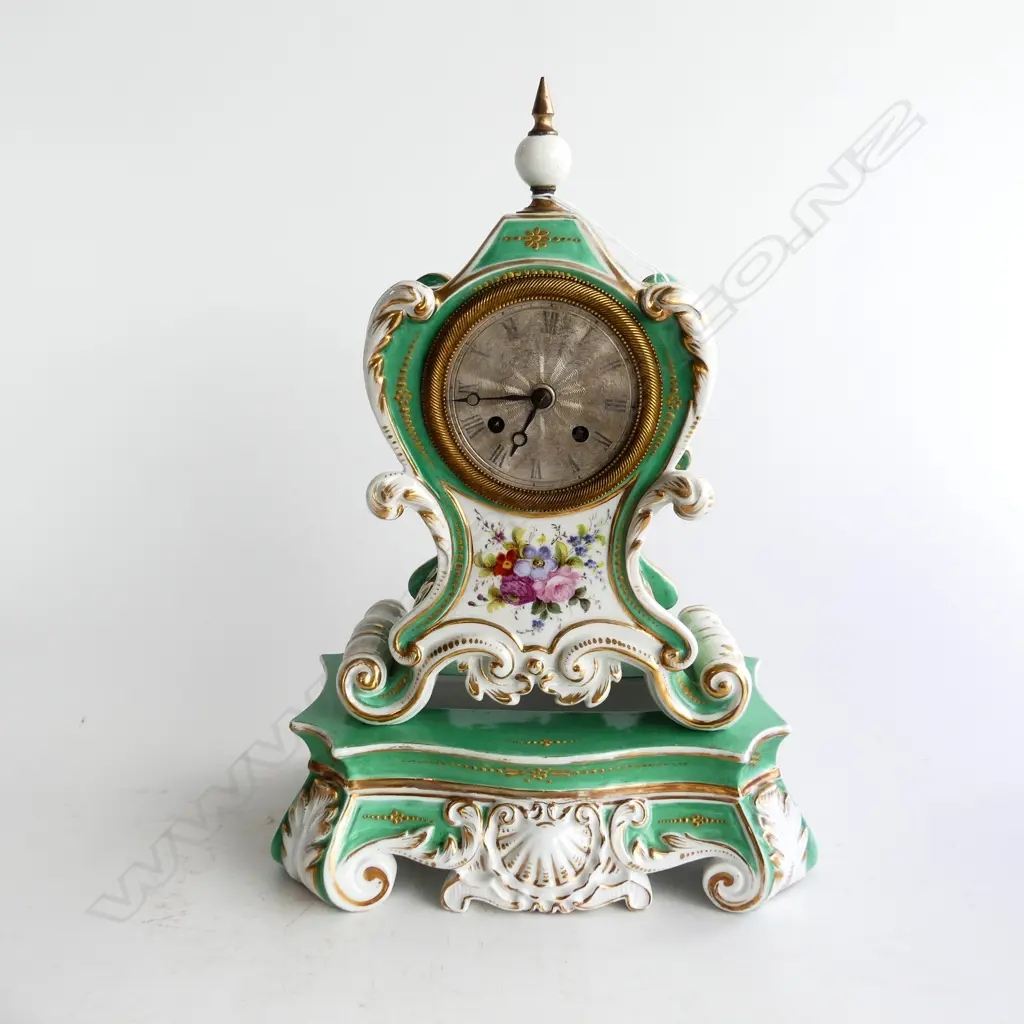 19THC PORCELAIN MANTLE BRACKET CLOCK brass dial no pendulum  Image 1++