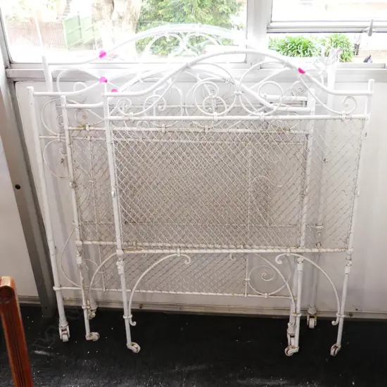 2 WHITE PAINTED METAL SINGLE BED ENDS W.800 / 900mm