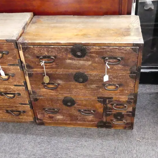 c1900 JAPANESE SMALL TANSU CHEST W KEY H.560mm