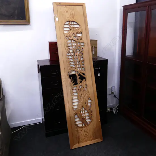 JAPNESE CARVED & pierced long PANEL. (YAKUSHIMA SUGI RANMA FEAT). SLIDING SHOJI W1809MM