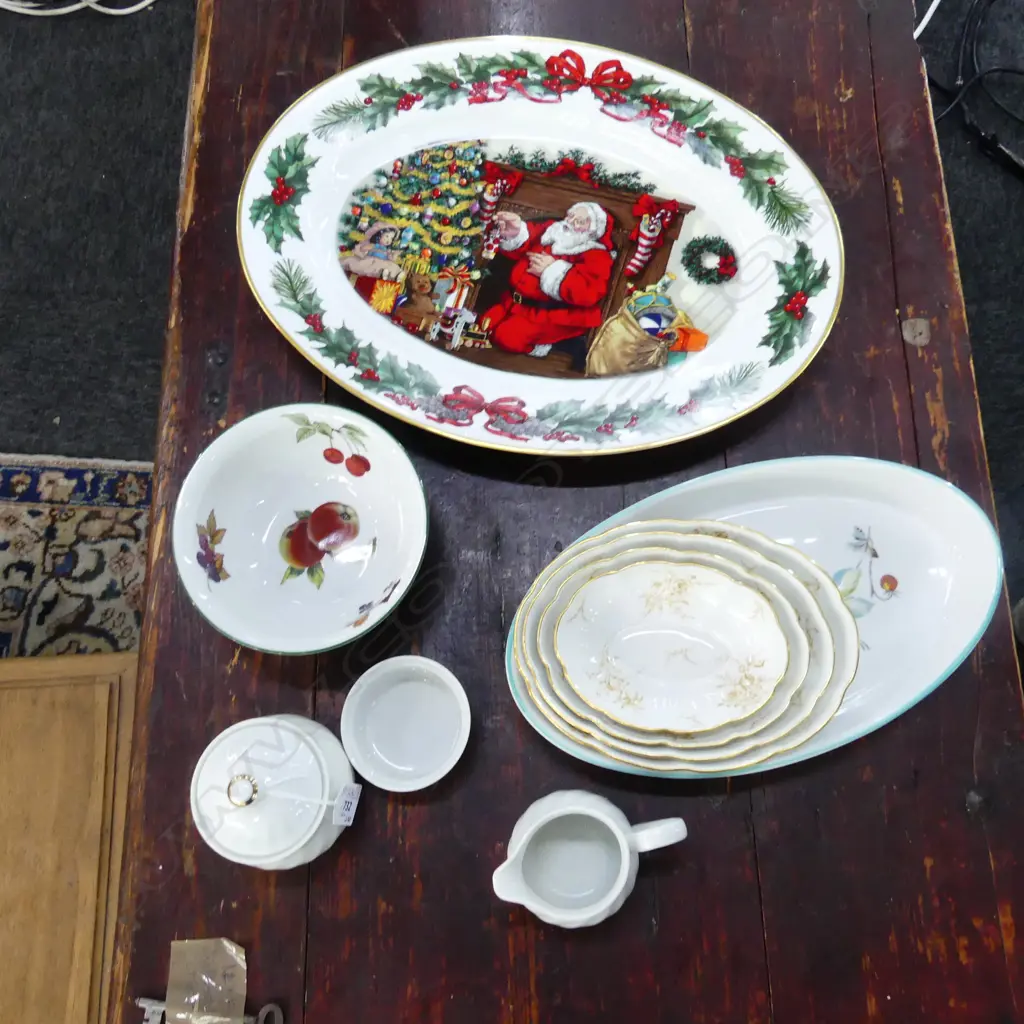 LG OVAL FRANKLIN MINT XMAS PLATTER 315x425mm, 2 R. WORCESTER DISHES, 4 GRADUATING R. DERBY DISHES W.205mm, 3 OTHER Image 1++