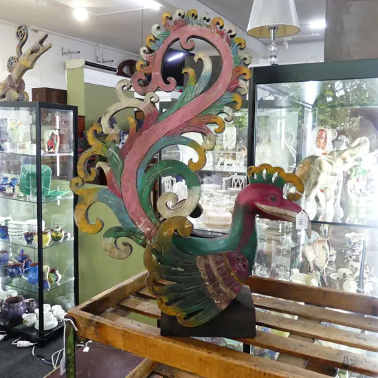 LG PAINTED WOODEN BIRD H.630mm