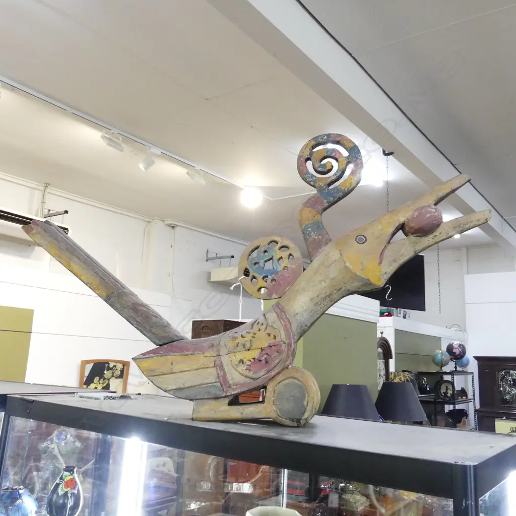 LG PAINTED WOODEN BIRD L.950mm Image 1++