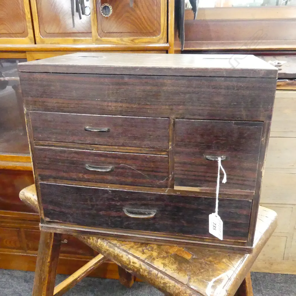 JAPANESE SMALL JEWELLERY / SEWING BOX rosewood H.260mm Image 1++