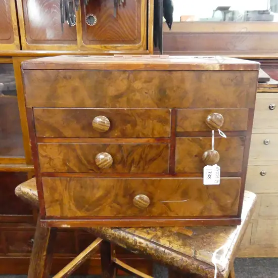 VINTAGE JAPANESE SEWING BOX large knobs H.260mm.