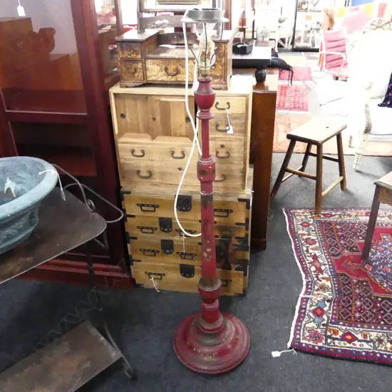 RED CHINOISERIE STANDARD LAMP (NO SHADE) H.1400mm adjustable